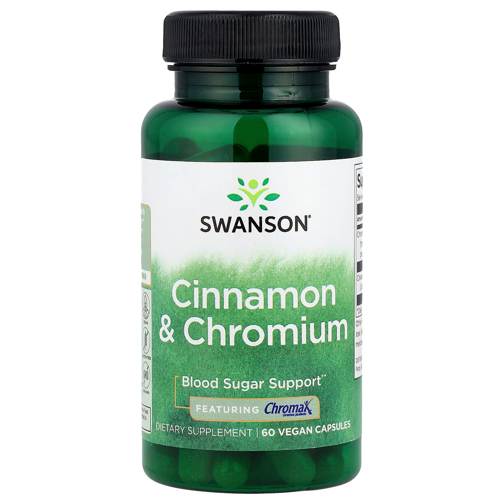 Swanson Vitamins, Корица и хром, 60 веганских капсул