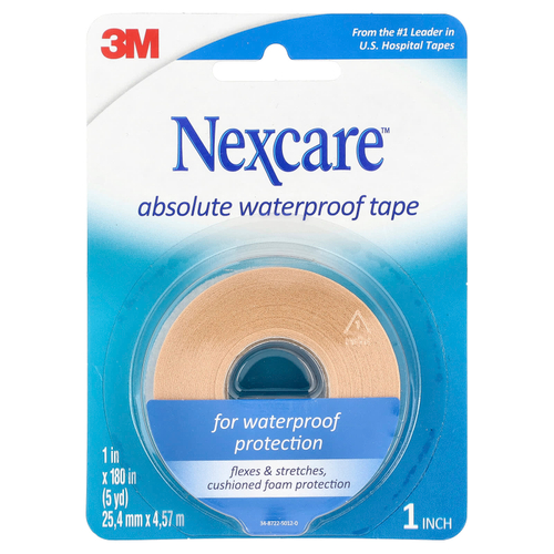 Nexcare, Абсолютная водонепроницаемая лента, средней фиксации, 5 ярдов (180 дюймов)