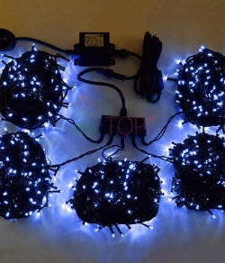 Комплект гирлянд для деревьев 5 лучей по 20 м., 24V., 900 синих LED ламп, черный силикон, Beauty Led (KFT900-2W11-1B)