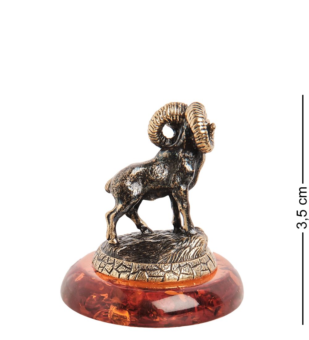 Народные промыслы AM- 992 Фигурка «Знак зодиака - Овен» (латунь, янтарь)