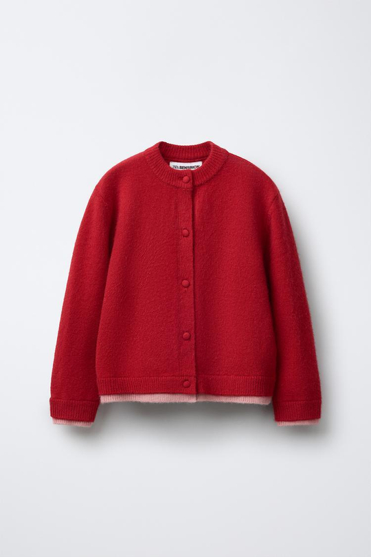 ZARA Х BENSIMON ® ТРИКОТАЖНЫЙ КАРДИГАН, КРАСНЫЙ