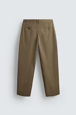 ZARA БРЮКИ RELAXED FIT СО СКЛАДКАМИ - LIMITED EDITION, БЕЖЕВЫЙ