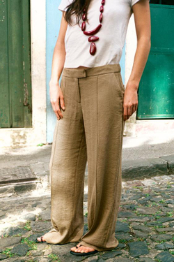 ZARA ПРЯМЫЕ БРЮКИ С ДЕКОРАТИВНОЙ СТРОЧКОЙ, РЫЖЕВАТО-КОРИЧНЕВЫЙ