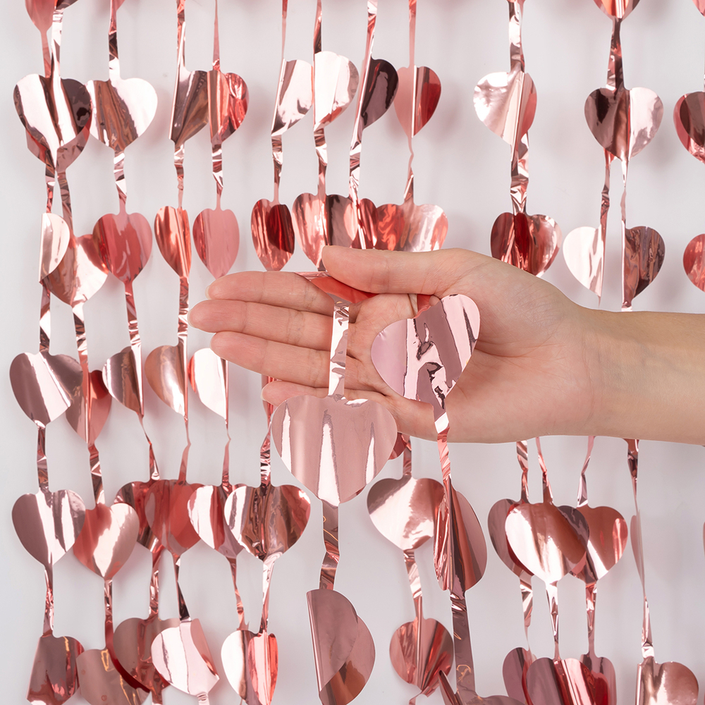 Занавес Сердце, Розовое Золото, Металлик, 100*200 см