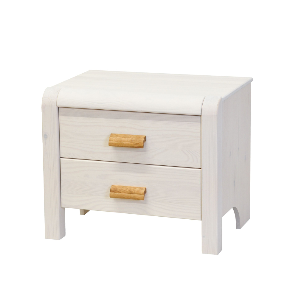 Тумба прикроватная Мадейра 2 ящика из массива сосны, белая, на ножках