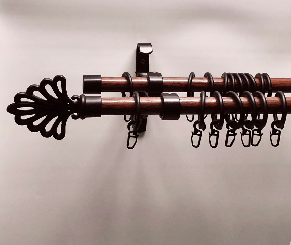 Карниз кованый "Готика Палмера" двухрядный d20/20 мм, цвет красное дерево/черный