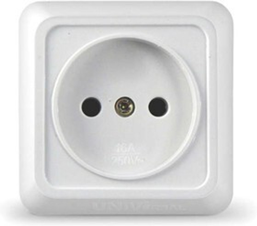 Розетка 1-м ОП 16А IP20 без заземл. бел.