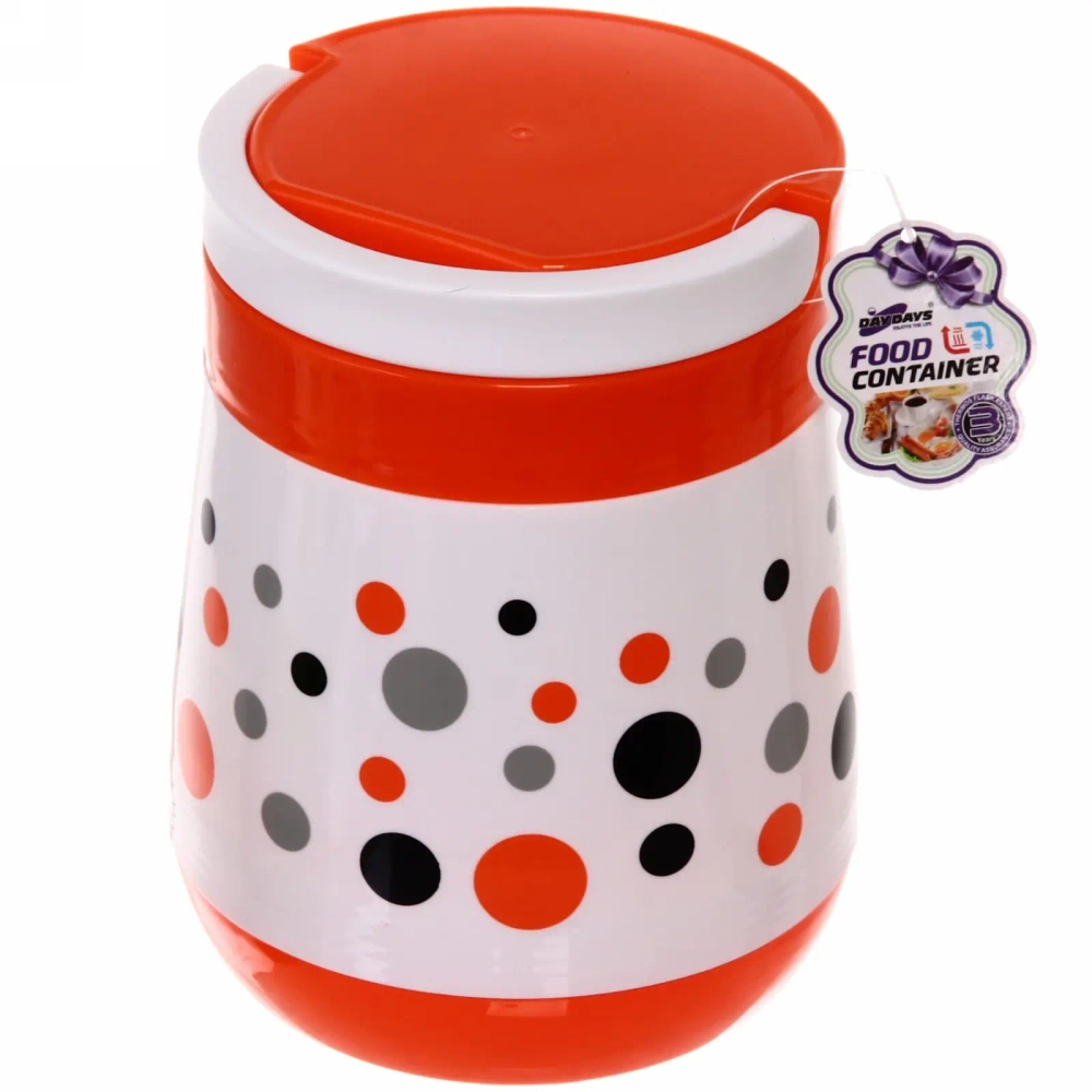 Термос пищевой 1,2л «Горошек» со стеклянной колбой (контейнер и ложка в комплекте)