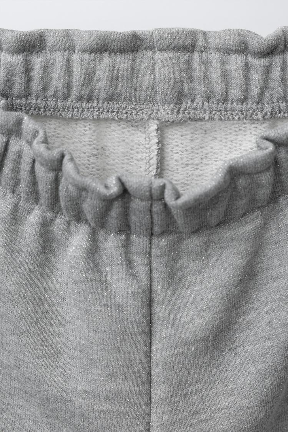 ZARA БРЮКИ ФЛИСОВЫЕ С БЛЕСТЯЩИМИ БАНТАМИ, СЕРЫЙ МЕЛАНЖ