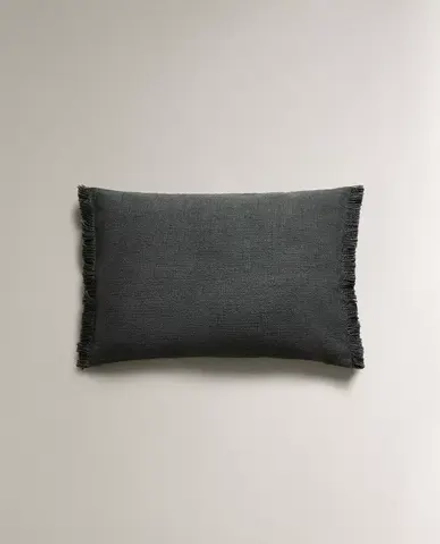 ZARA HOME НАВОЛОЧКА ДЛЯ ДЕКОРАТИВНОЙ ПОДУШКИ С БАХРОМОЙ, ТЕМНО-СИНИЙ