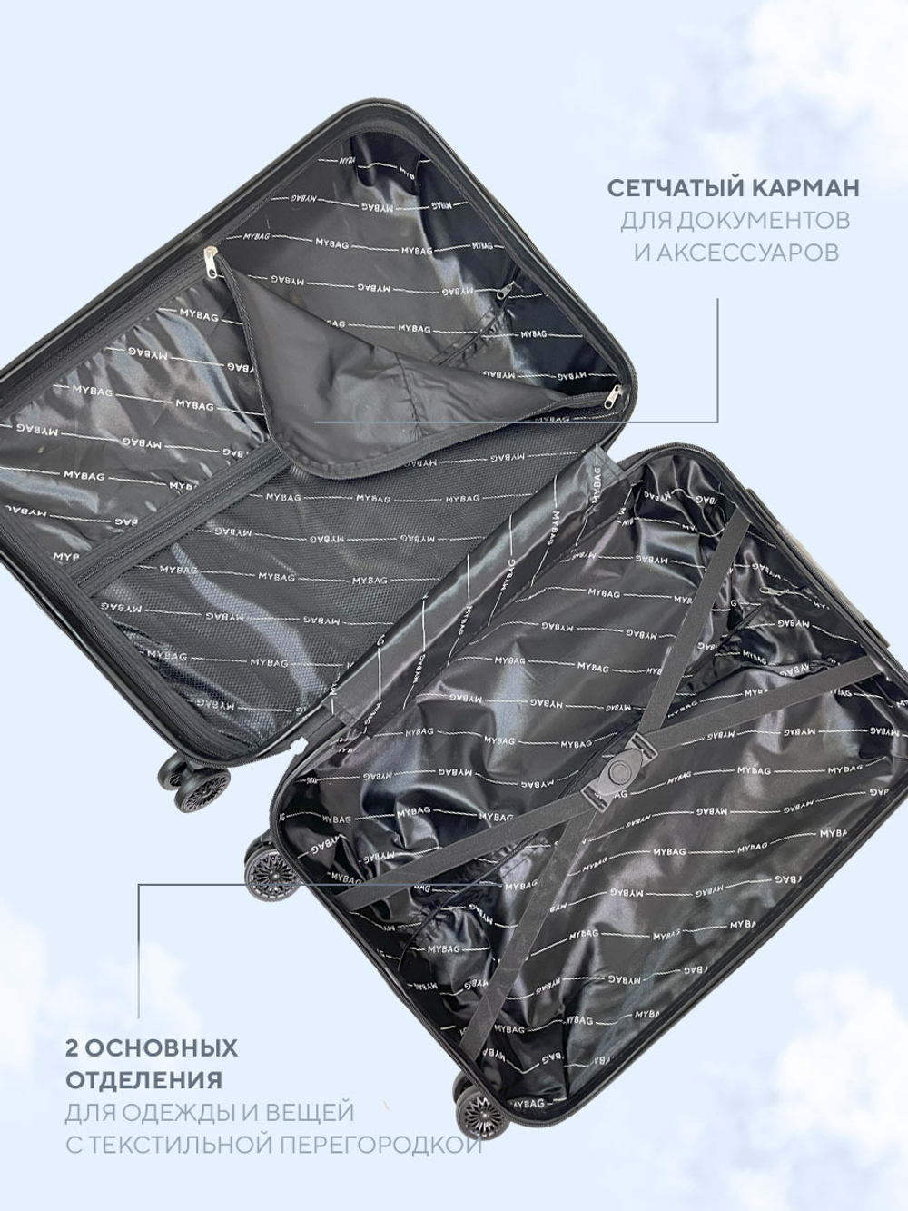 Средний чемодан MYBAG, Зеленый, M