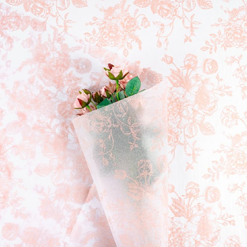 Бумага тишью "Винтажная роза" 50*70см Персиковый (20л)