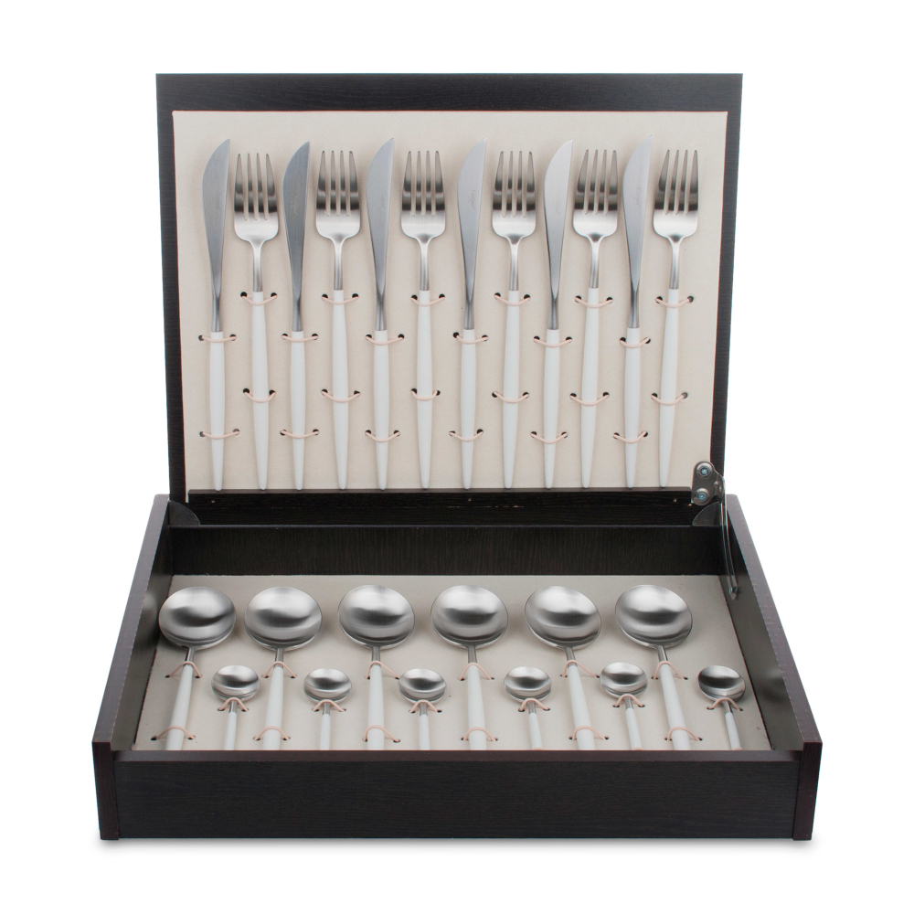 Набор столовых приборов на 6 персон 24 предмета Cutipol Goa White Brushed в подарочной упаковке