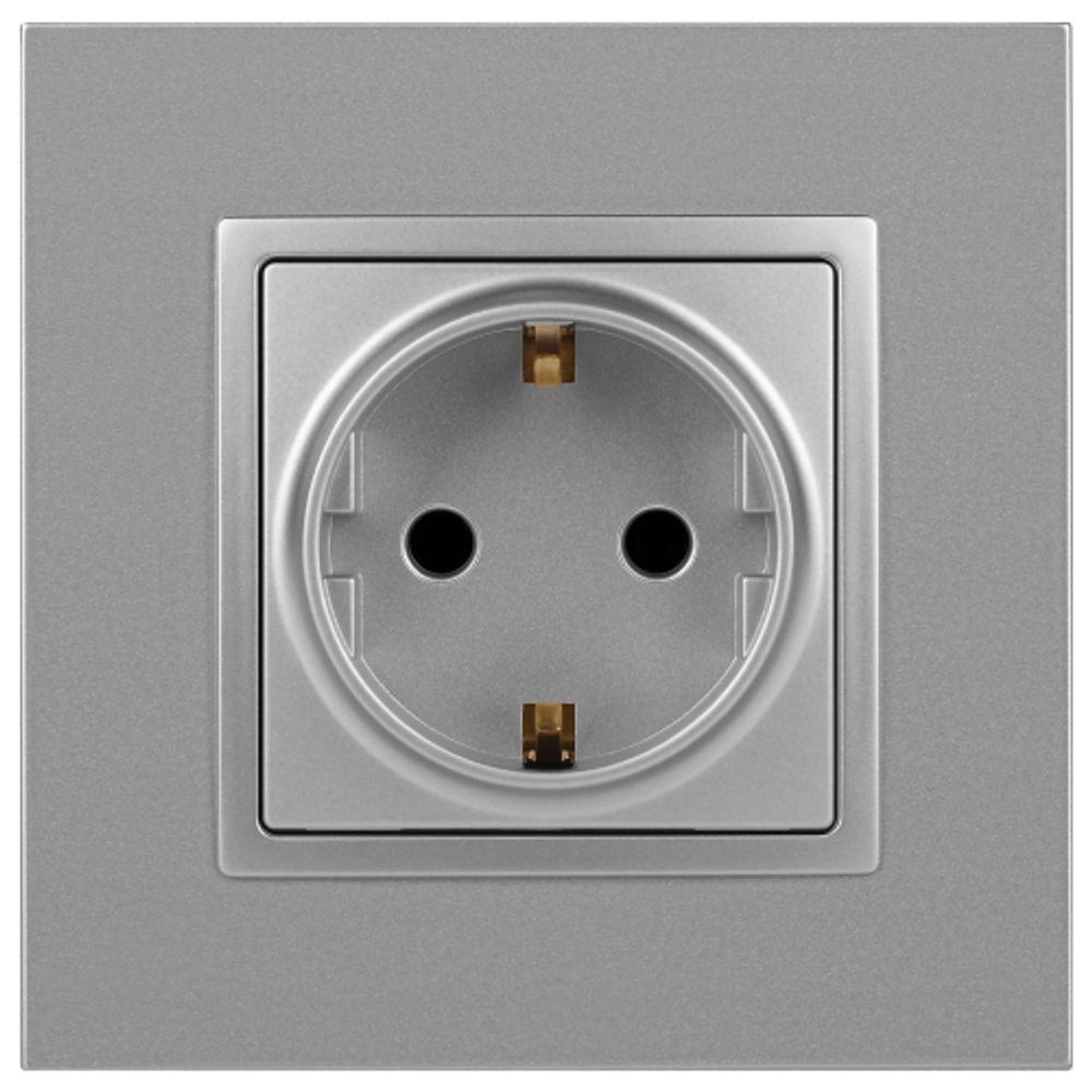 14-2102-03 ЭРА Розетка 2P+E Schuko со шторками, 16A-250В, IP20, Эра Elegance, алюминий