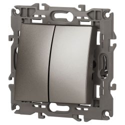 Выключатель ЭРА Elegance 14-1104-16 двойной, 10АХ-250В, титан