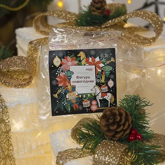 Светодиодные Подарки с бежевой лентой 15, 20, 25 см., 220 В, теплые LED, Luazon Lighting (4357001)