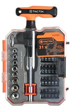 Набор головок 1/4" и вставок с Т-образной рукояткой из 31-го предмета Tactix 900984