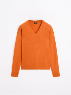 Massimo Dutti Свитер с V-образным вырезом, оранжевый