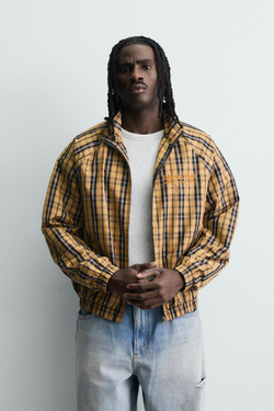 ZARA ТЕХНИЧЕСКАЯ КУРТКА СВОБОДНОГО КРОЯ В КЛЕТКУ, ЖЕЛТЫЙ