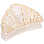 Заколка-краб для волос «#ХВОСТИКИ-КОСИЧКИ»,ракушка, цвет голубой и белый, 6*3,8см