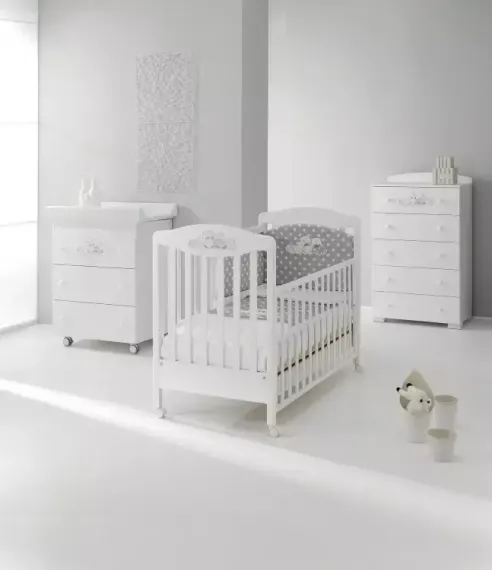 Детская кроватка на колесах Erbesi Tippy White