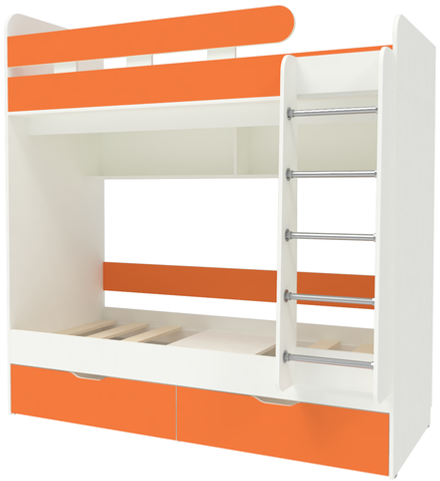 Двухъярусная кровать КарИВи Юниор 5 80х190 Белый  Оранжевый