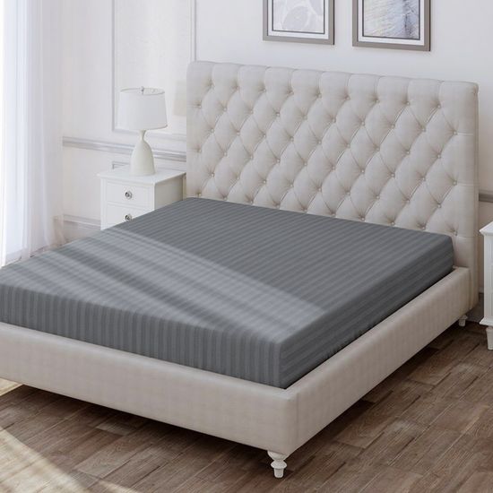 Простыня Grey, страйп полисатин  240x220  Domtekc