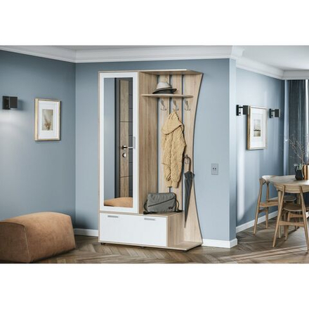 Прихожая с зеркалом комплект мебели Дуб Сонома/Фасад Белый, Дом, 115х36,5х200 см Стиль