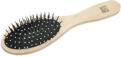 Dewal Beauty Щетка серия "Эко" массажная с пластиковым штифтом деревянная, овальная