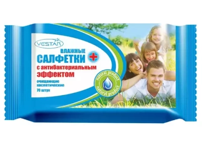 Салфетки влажные ВЕСТАР 70шт антибакт