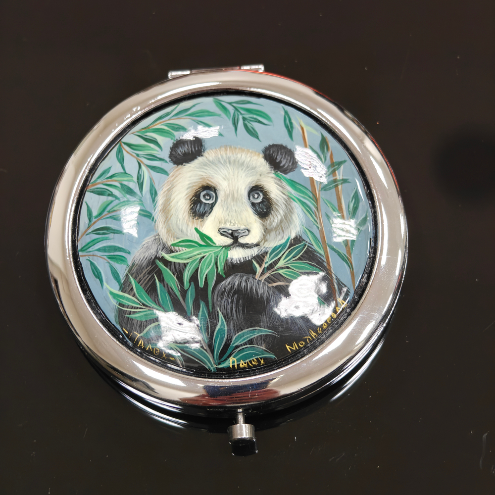 Двустороннее зеркало "Панда" с ручной росписью