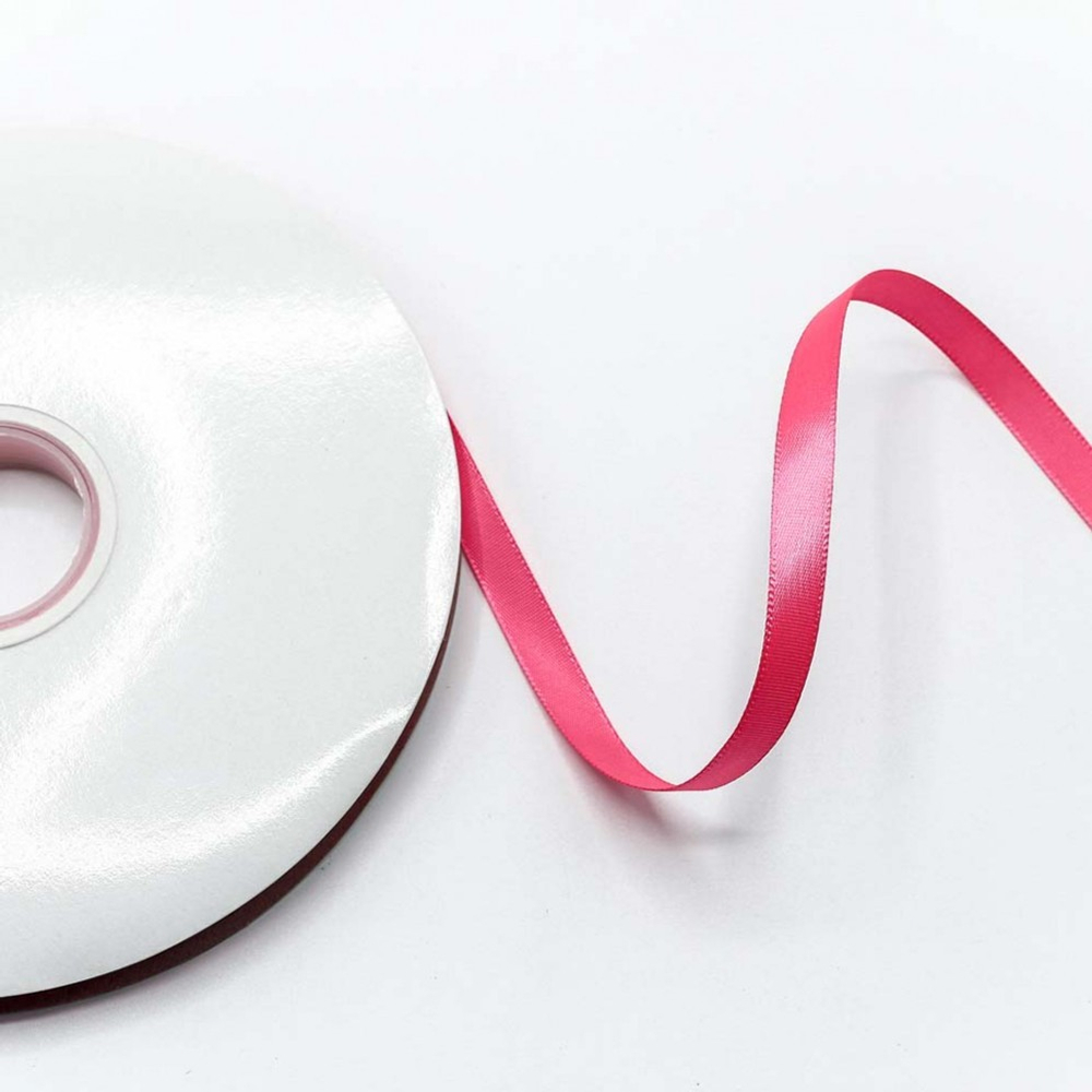 Лента Атласная 1см х 110м Полиэстер класс А (Розовый)