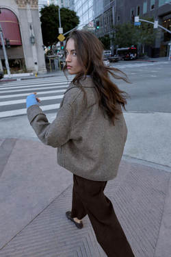 ZARA КОРОТКОЕ ПАЛЬТО ИЗ ШЕРСТИ, РЫЖЕВАТО-КОРИЧНЕВЫЙ