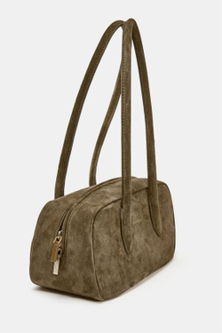 ZARA КОЖАНАЯ СУМКА С ПЛЕЧЕВЫМ РЕМНЕМ, ЗЕЛЕНЫЙ