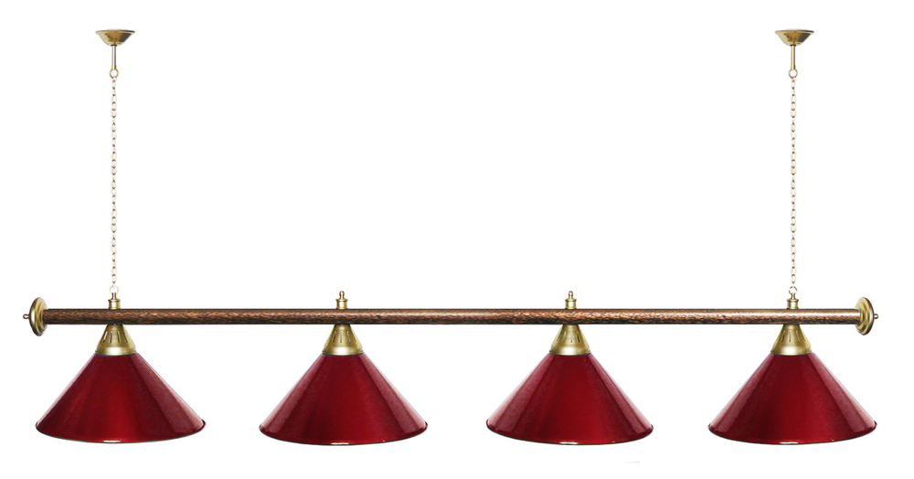 Лампа STARTBILLIARDS 4 пл. (плафоны зеленые,штанга золотая,фурнитура золото)