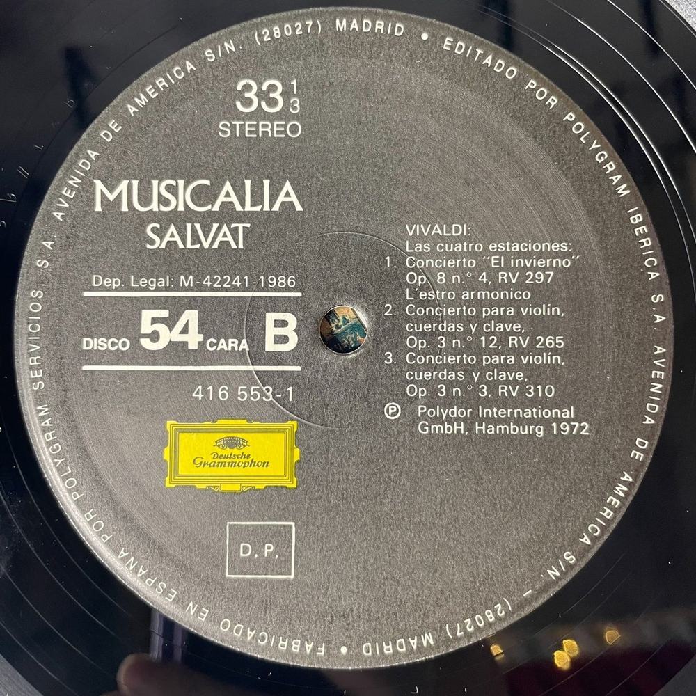 Винтажная виниловая пластинка LP Musicalia 54. Vivaldi Вивальди Четыре Сезона (Spain 1987)