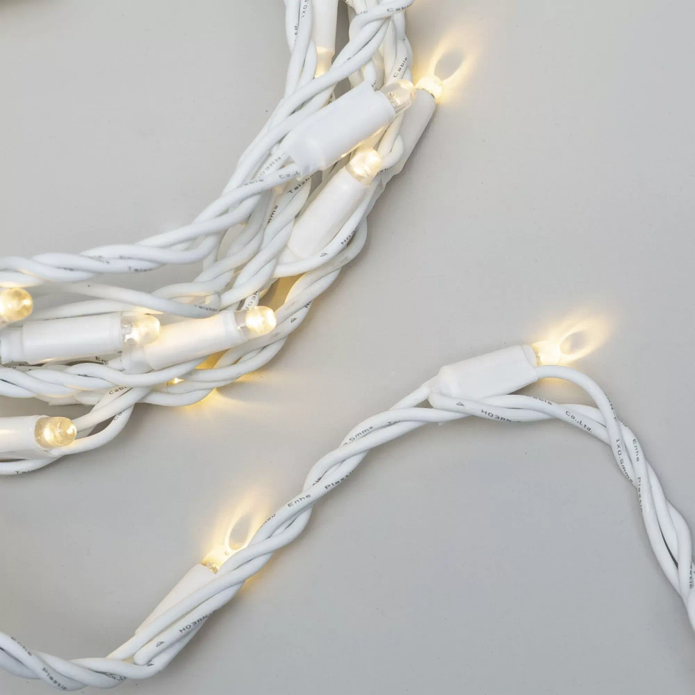 Светодиодная нить Тверская 5 м. с контроллером 24 В, 54 LED, тепло-белый, белый провод каучук, LTC (FL50-8-1WW+)