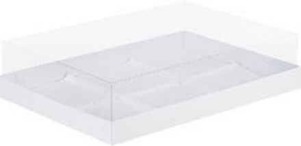 Коробка под муссовые пирожные с пластиковой крышкой, 6 ячеек, белая, 260х170х60мм