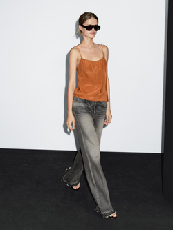 Massimo Dutti Топ свободного кроя со сборкой, винно-красный