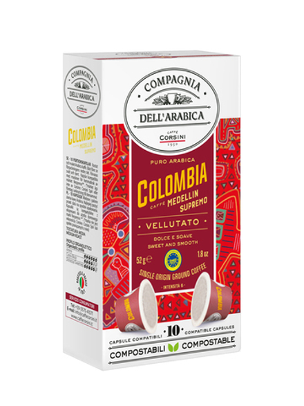 Кофе в капсулах Compagnia Dell'Arabica Colombia Medellin Supremo, 10 капсул для кофемашин Nespresso (Компания Дель Арабика)