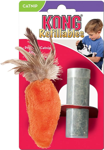Игрушка для кошек KONG Морковь 15см плюш с тубом кошачьей мяты