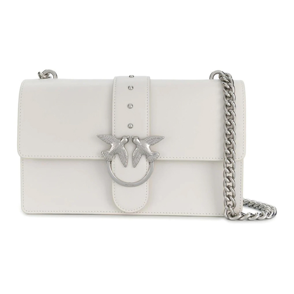 Сумка Pinko Love Leather Rivet Decoration Bird Swallow Bag Messenger Shoulder Bag Women's White, 1P21KM-Y5FF-I09