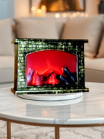 Светодиодный декоративный камин с эффектом живого огня 28х20х12 см, патина золотая бронза