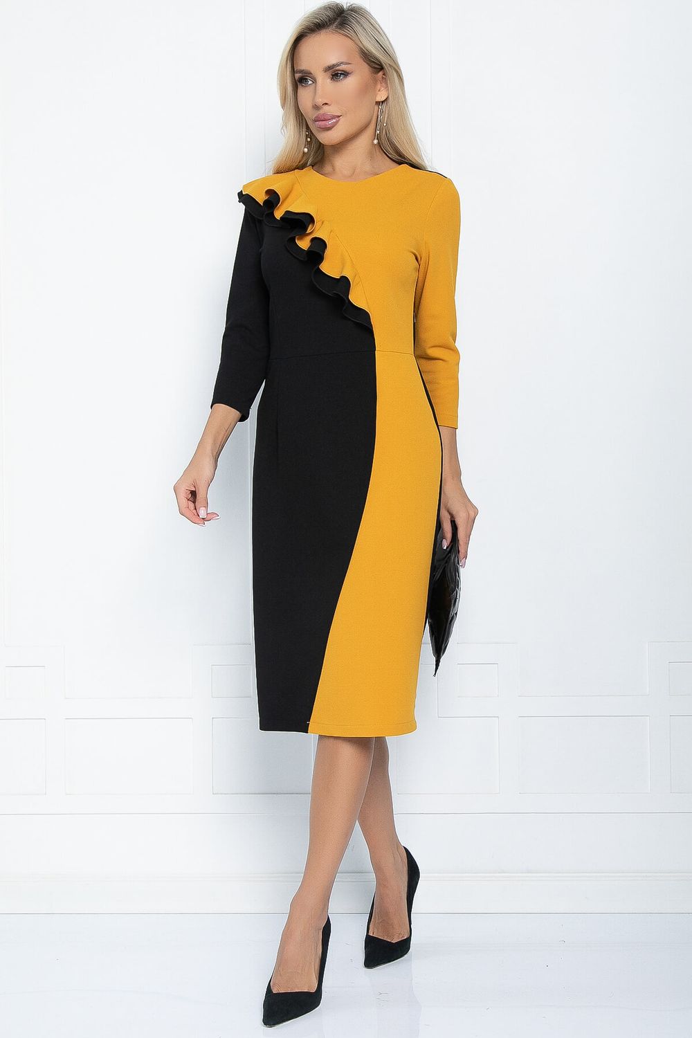 Платье Эванесса (черно-желтое) П12748-35М LT Collection