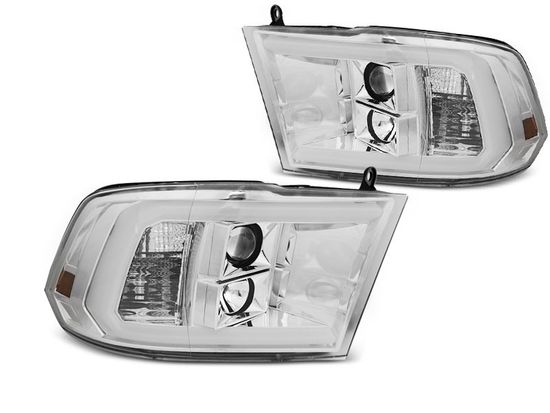 Передние фары Tube Light для Dodge Ram IV (09-18) хромированные