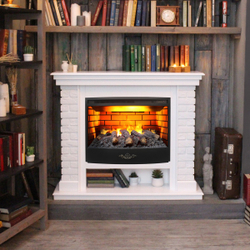Электрокамин RealFlame Brixton 25,5 WT белый с очагом 3D Firestar 25,5
