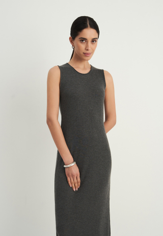 Платье NARINA с закрытым декольте, серый меланж