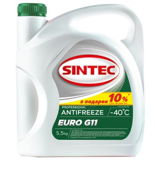 Антифриз Sintec Euro G11, зеленый, 5,5 кг
