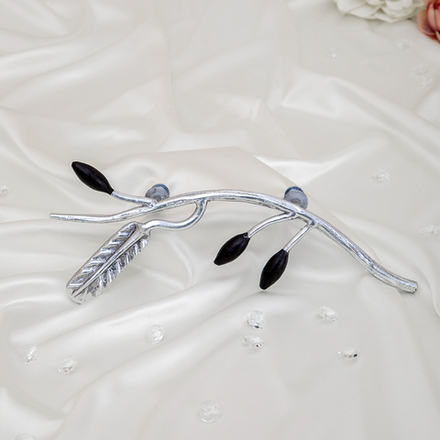 Ручка мебельная скоба Oliva Branch (Олива Бранч) левая Античное серебро