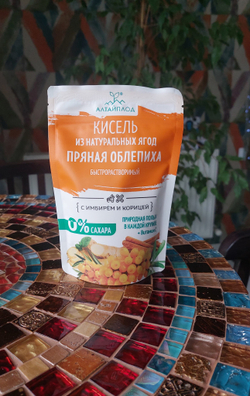 Кисель ПРЯНАЯ ОБЛЕПИХА с имбирем и корицей. БЕЗ САХАРА, 160гр. АЛТАЙПЛОД